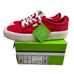 Cariuma OCA Red Canvas Sneakers Low size 5.5 Women 4 Men Lace Up NIB